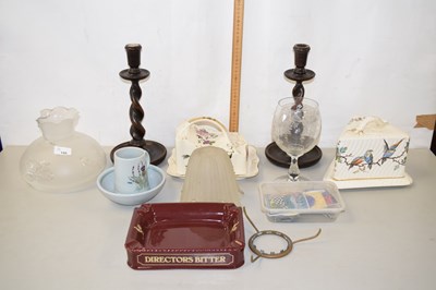 Lot 155 - Pair of barley twist candlesticks, gilt...