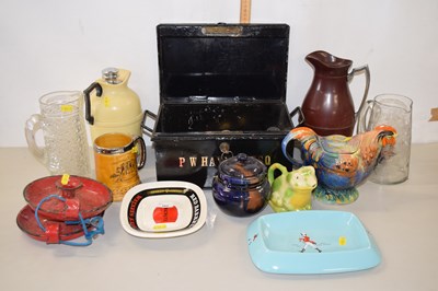Lot 162 - Mixed Lot: Metal cash box, novelty cockerel...