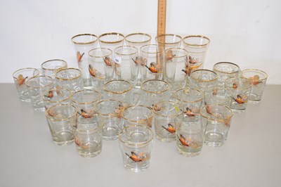Lot 185 - Quantity of pheasant decorated glasses