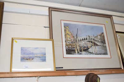 Lot 213 - Jeremy Barlow - coloured print Rialto together...