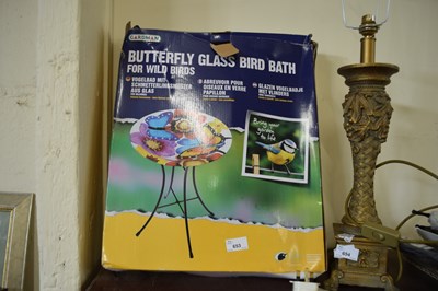 Lot 653 - BUTTERFLY GLASS BIRD BATH