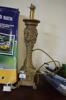 Lot 654 - MODERN TABLE LAMP WITH GILT RESIN BASE