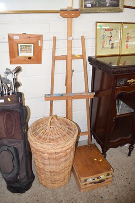 Lot 250 - An artists easel together with a box of...