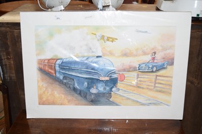 Lot 271 - A modern watercolour study of a locomotive