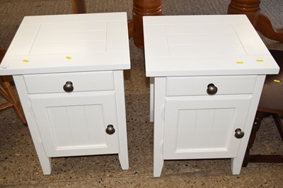 Lot 286 - A pair of white finish bedside cabinets and...