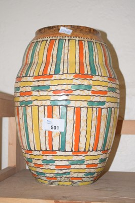 Lot 501 - An abstract painted terracotta vase