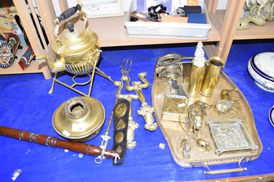 Lot 538 - Brass kettle on stand together with a quantity...