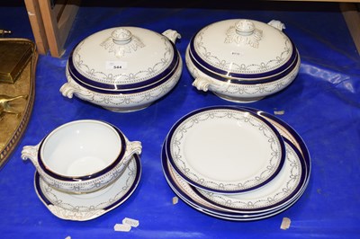 Lot 544 - Quantity of blue decorated dinner wares
