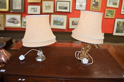 Lot 398 - TWO TABLE LAMPS, ONE WITH A FIGURAL BASE