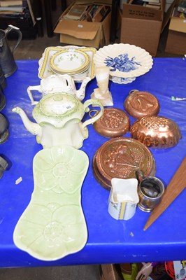 Lot 593 - Mixed Lot: Copper jelly moulds and assorted...