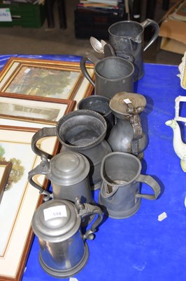 Lot 594 - Pewter tankards