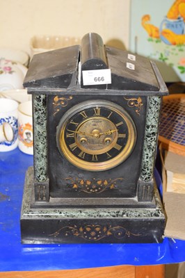Lot 666 - Slate mantel clock