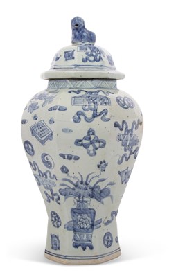 Lot 83 - A large Chinese porcelain vase of hexagonal...