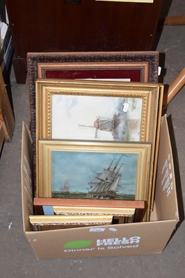 Lot 761 - Box containing a quantity of various framed...