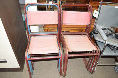 Lot 772 - Eight vintage metal and canvas stacking chairs