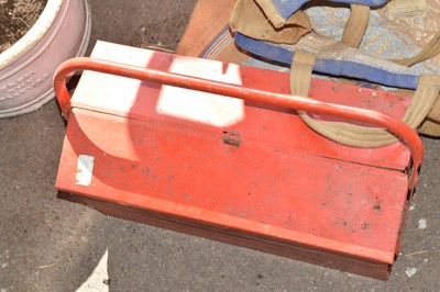Lot 445 - Mixed lot of various tools, tool box, drill etc