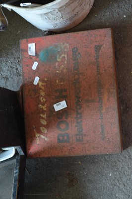 Lot 454 - Metal tool box together with a bucket of tools