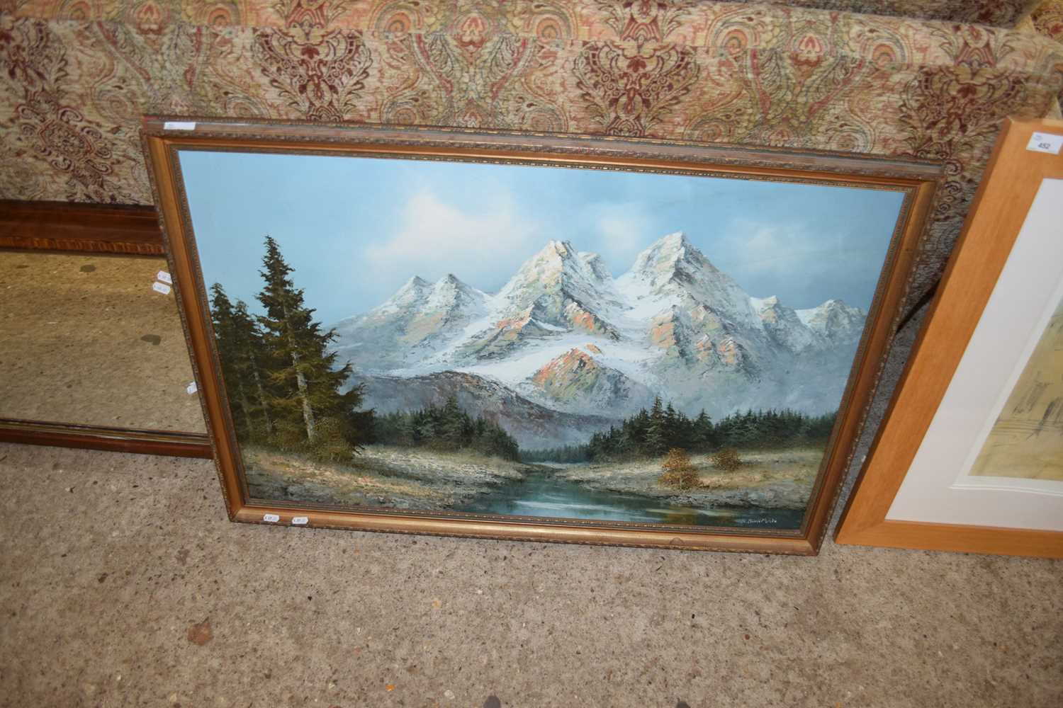 Lot 451 - K BOWMAN, STUDY OF A MOUNTAIN LANDSCAPE, OIL...