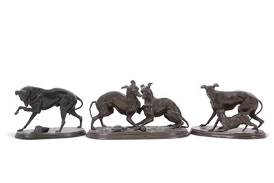 Lot 301 - A group of three hollow bronze models of...