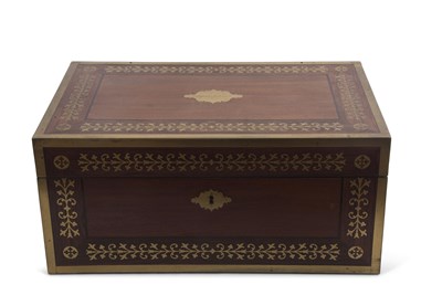 Lot 332 - A Regency rosewood and brass inlaid writing...