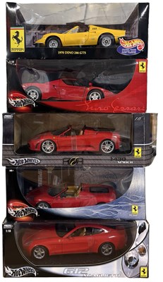 Lot 317 - Four boxed Hotwheels 1:18 scale Ferrari car...