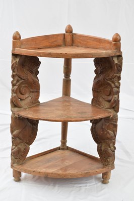 Lot 244 - Indian hardwood corner whatnot with carved...