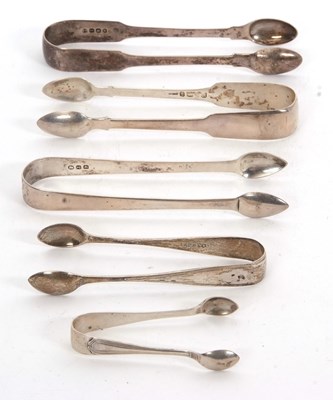 Lot 117 - Mixed Lot: Three pair of large Georgian fiddle...
