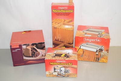 Lot 7 - Group of pasta making equipment and a pudding...