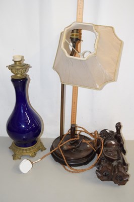 Lot 14 - Mixed Lot:  Blue glazed table lamp together...