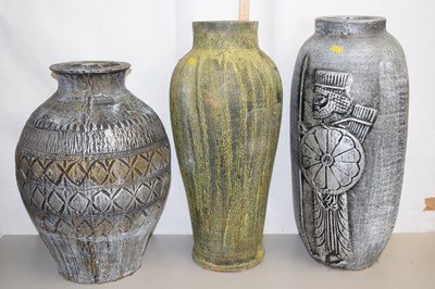 Lot 16 - A group of three large glazed floor vases