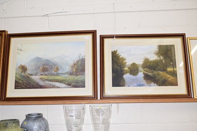 Lot 32 - Rex Preston, coloured print of an upland scene...