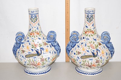 Lot 43 - A pair of 20th Century vases with peacock and...