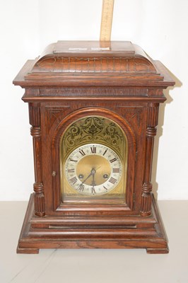 Lot 79 - Early 20th Century oak cased bracket or mantel...