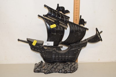 Lot 81 - Cast iron door stop formed as a galleon