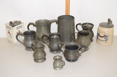 Lot 83 - Mixed Lot: Various pewter tankards, measures etc