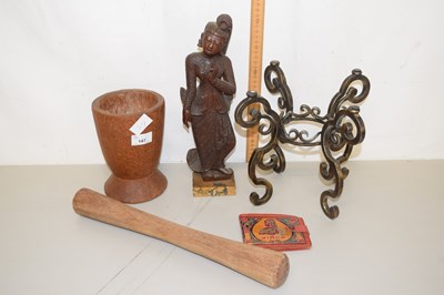 Lot 147 - Mixed Lot: Pestle and mortar, carved figure etc