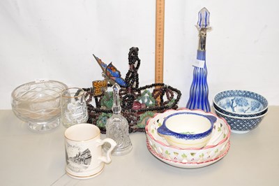 Lot 158 - Mixed Lot: Blue glass decanter, various...
