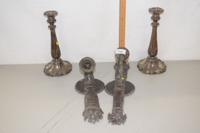 Lot 170 - A pair of bronzed metal wall sconces and a...