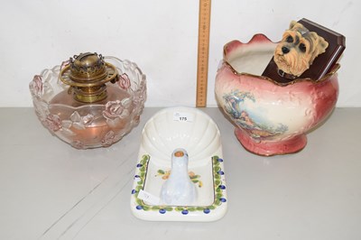 Lot 175 - Mixed Lot: Copper oil lamp base, jardiniere,...