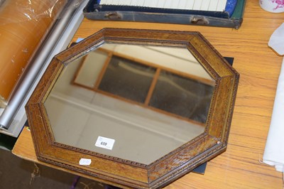 Lot 659 - OCTAGONAL OAK FRAMED MIRROR WITH A WOODEN...