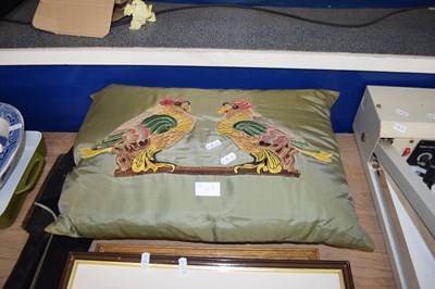 Lot 663 - VINTAGE NEEDLEWORK COVERED CUSHION DECORATED...