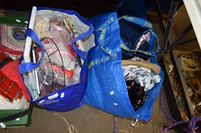 Lot 670 - TWO BAGS VARIOUS MATERIAL AND SEWING SUPPLIES...