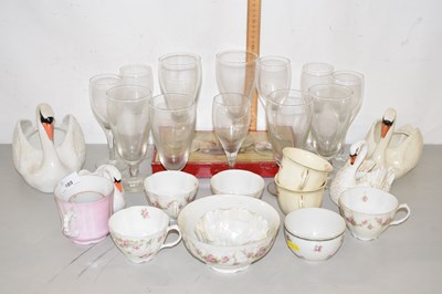 Lot 185 - Mixed Lot: Drinking glasses, swan shaped...