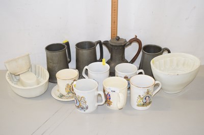 Lot 194 - Mixed Lot: Jelly moulds, pewter tankards,...