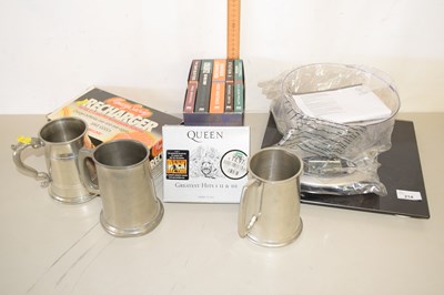 Lot 214 - Mixed Lot: Pewter tankards, scales, battery...