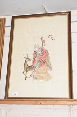 Lot 222 - A Chinese silk work picture of a nobleman with...