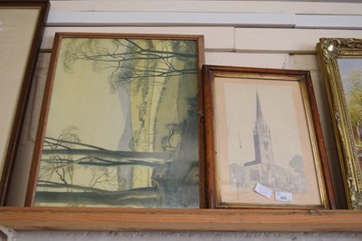 Lot 223 - John Cotman study of a rural church together...