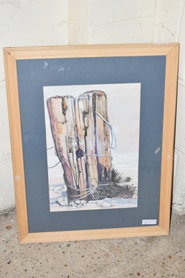 Lot 245 - Wendy Long, gouache and ink study of seaside...