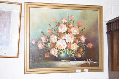 Lot 257 - A W Ross, still life study of roses, oil on board