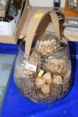 Lot 517 - Glass vase and pine cones